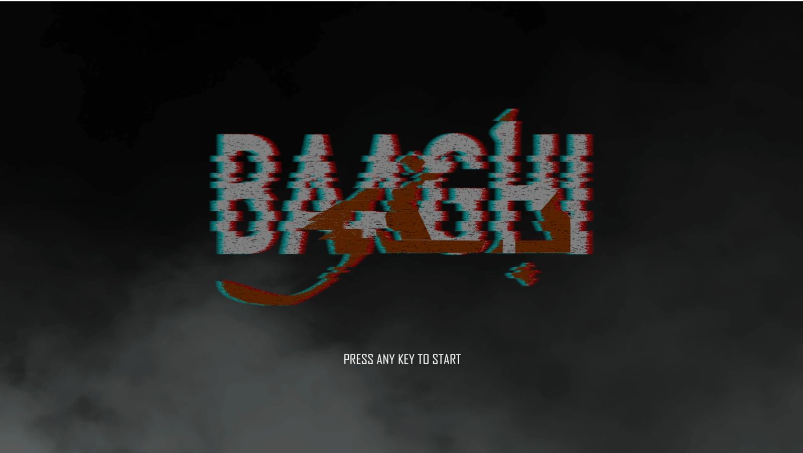 Baaghi title screen with a glitching logo